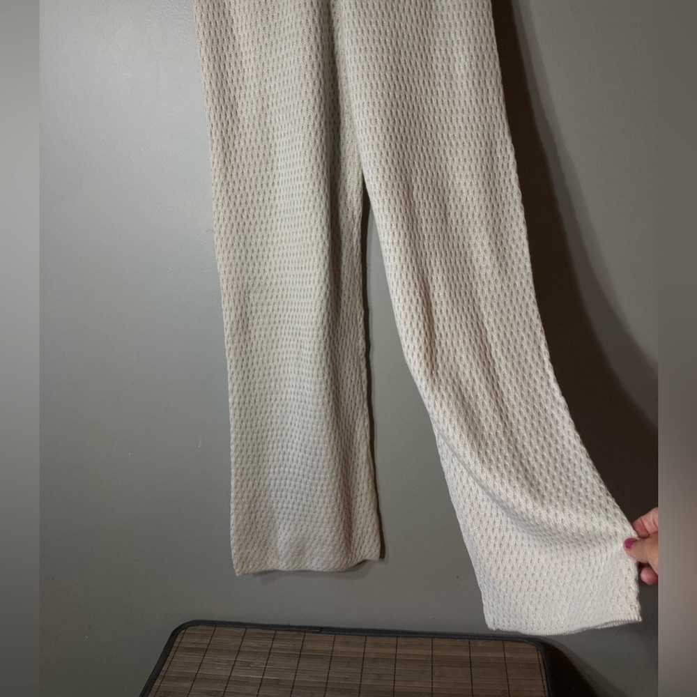 SOLD 🩵Sweater Pants Set Coord Ladies L Beige Cozy Warm Loungewear Crewneck Top - Picture 6 of 10